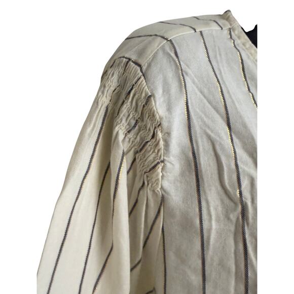 Old Navy Women Top Blouse Size XL Extra Large Ivory Stripe Long Sleeve NWT New - Picture 5 of 9